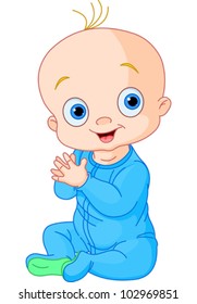 Illustration of Cute baby boy clapping hands