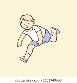 Ilustração de um menino bonito saltando e sorrindo