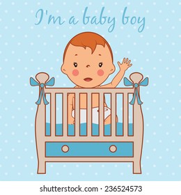 Illustration of cute baby boy. Vector