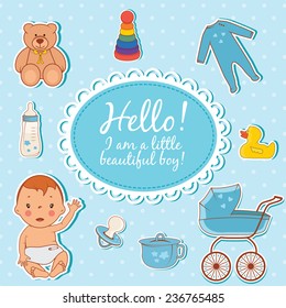 Illustration of cute baby boy. Vector