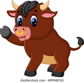 Illustration Of Cute Baby Bull Cartoon