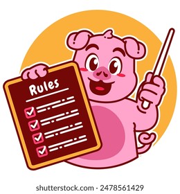 Illustration of Cute Baby Cartoon Character Holding a Checklist or list of rules