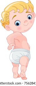 Illustration of cute baby in diapers