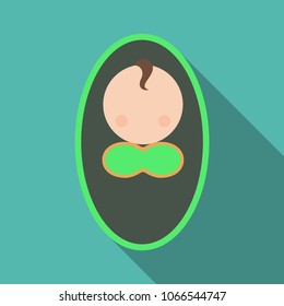 Illustration of cute baby in diapers. Hello world. The new resident is paid