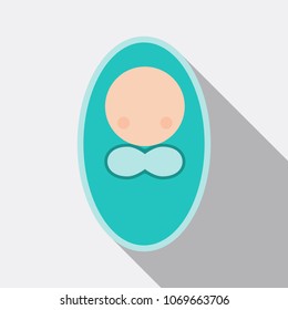 Illustration of cute baby in diapers. Hello world. The new resident is paid