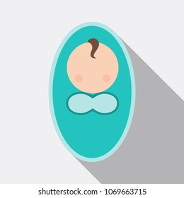 Illustration of cute baby in diapers. Hello world. The new resident is paid