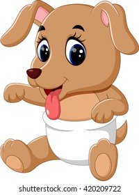 illustration of Cute baby dog cartoon