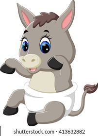 illustration of cute baby donkey cartoon