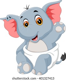 illustration of Cute baby elephant cartoon