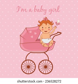 Illustration of cute baby girl. Vector