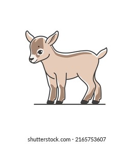 Illustration cute baby goat cub  Simple vector illustration for emblem  badge  insignia 