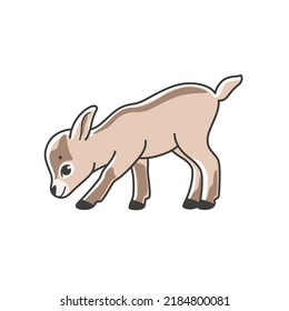 Illustration cute baby goat cub  Simple vector illustration for emblem  badge  insignia 