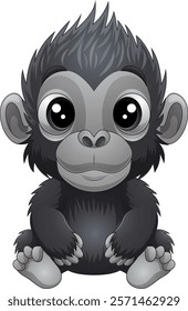 Illustration of cute baby gorilla 