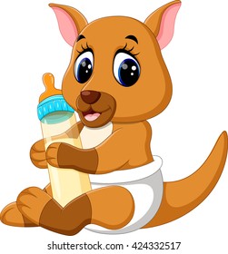 Illustration Of Cute Baby Kangaroo Cartoon