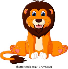 illustration of cute baby lion cartoon