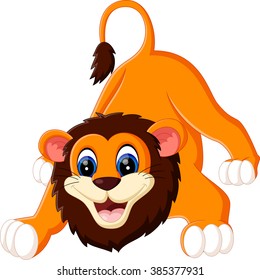 illustration of cute baby lion cartoon