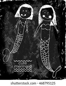 Illustration of a cute baby mermaid girl