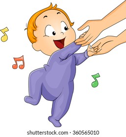 Illustration of a Cute Baby in a Onesie Dancing