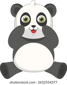 Illustration of Cute Baby Panda. Isolated on White Background. Vector Cartoon Character