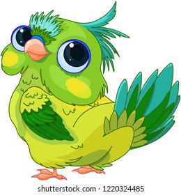 Illustration of cute baby parrot