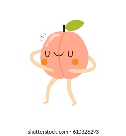 illustration of cute baby peach on white background. funny vegetables. can be used for greeting cards or posters