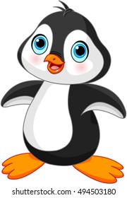 Illustration of cute baby penguin 