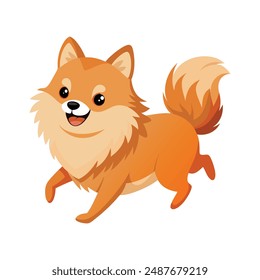 Ilustración de lindo bebé Pomeranian perro aislado