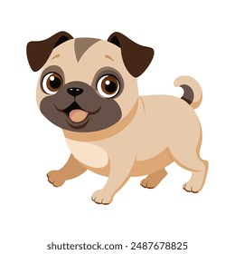 Illustration of Cute baby Pug Dog Isolated