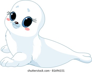 illustration of cute  baby  seal.