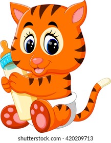 illustration of cute baby tiger