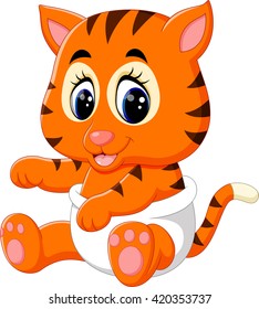 illustration of cute baby tiger