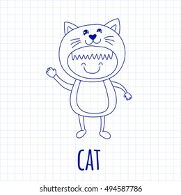 Illustration of cute baby wearing cat costume
