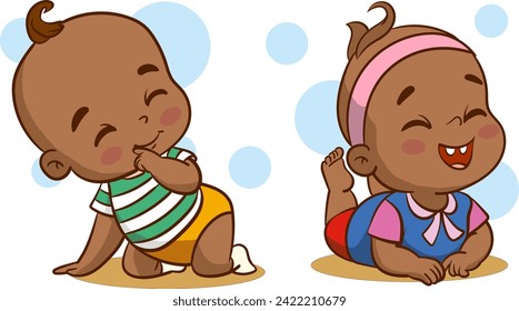 Illustration of a Cute Baby Wearing a Diaper