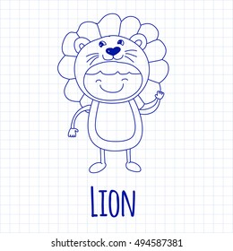 Illustration of cute baby wearing lion costume