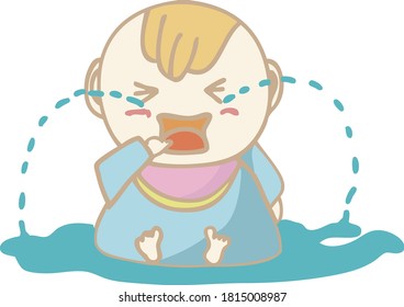 Illustration of a cute baby whose tears won't stop