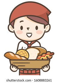 Illustration of a cute bakery woman smiling