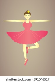 Illustration of Cute Ballerina in Pinky Dress