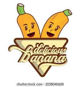 Illustration cute banana cartoon character. illustration flat style. Suitable for banana product promotion, prints design, children book, children t shirt etc. design template vector