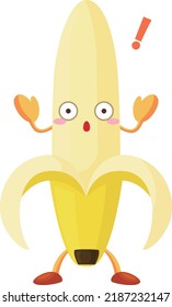 Illustration of a cute banana character looking surprised