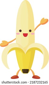 Illustration of a cute banana character raising one hand