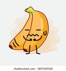 Ilustración del lindo personaje vectorial de la fruta bananera