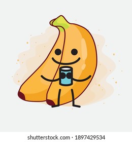 Ilustración del lindo personaje vectorial de la fruta bananera