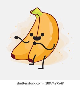 An illustration of cute banana fruit vector character
