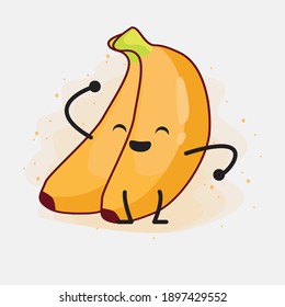 Ilustración del lindo personaje vectorial de la fruta bananera