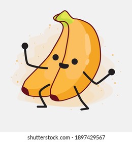Ilustración del lindo personaje vectorial de la fruta bananera