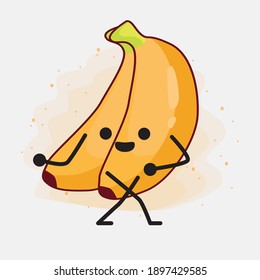 Ilustración del lindo personaje vectorial de la fruta bananera