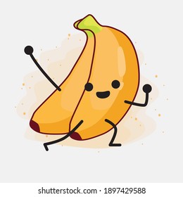 An illustration of cute banana fruit vector character