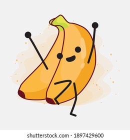 Ilustración del lindo personaje vectorial de la fruta bananera