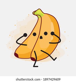 Ilustración del lindo personaje vectorial de la fruta bananera