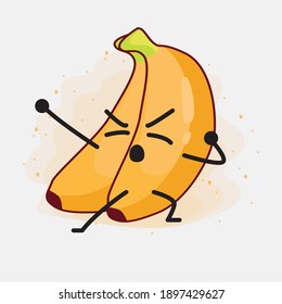 An illustration of cute banana fruit vector character